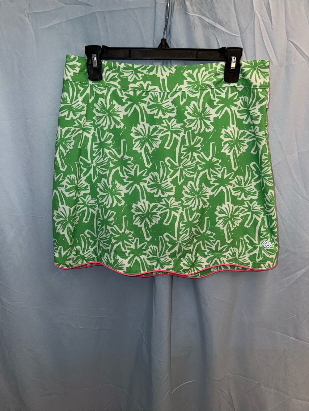 ZELOS Green Floral Mini Skirt with Pink Trim